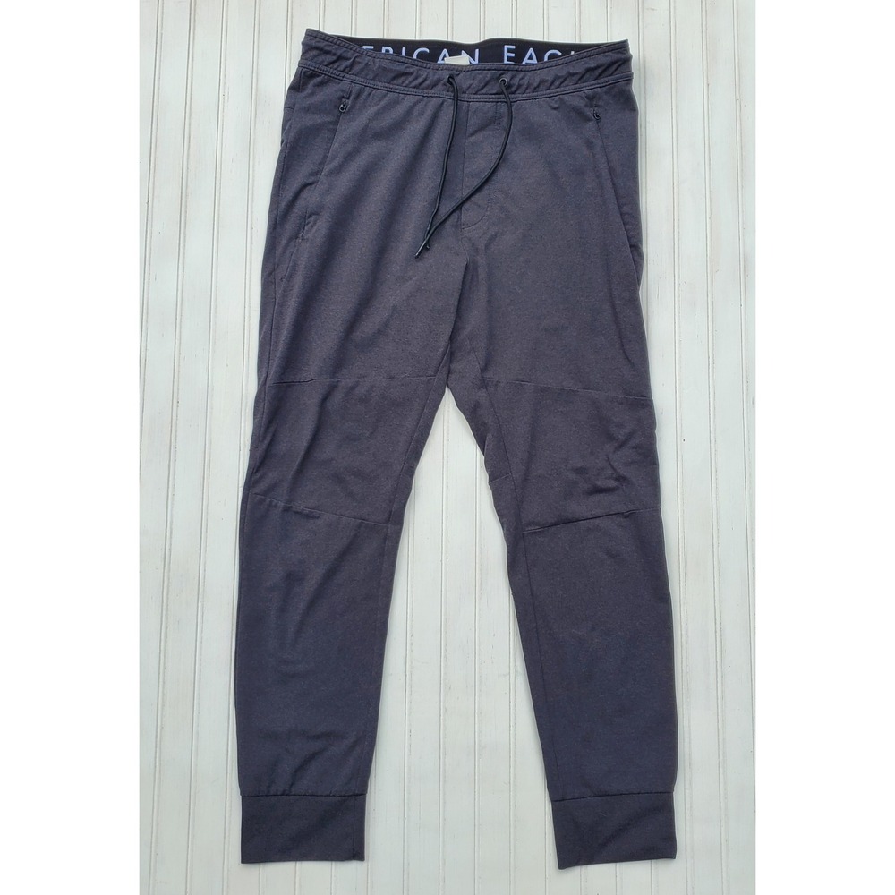 American Eagle Mens Active Joggers Gray Zipper Pockets Size M Blokecore Go-See